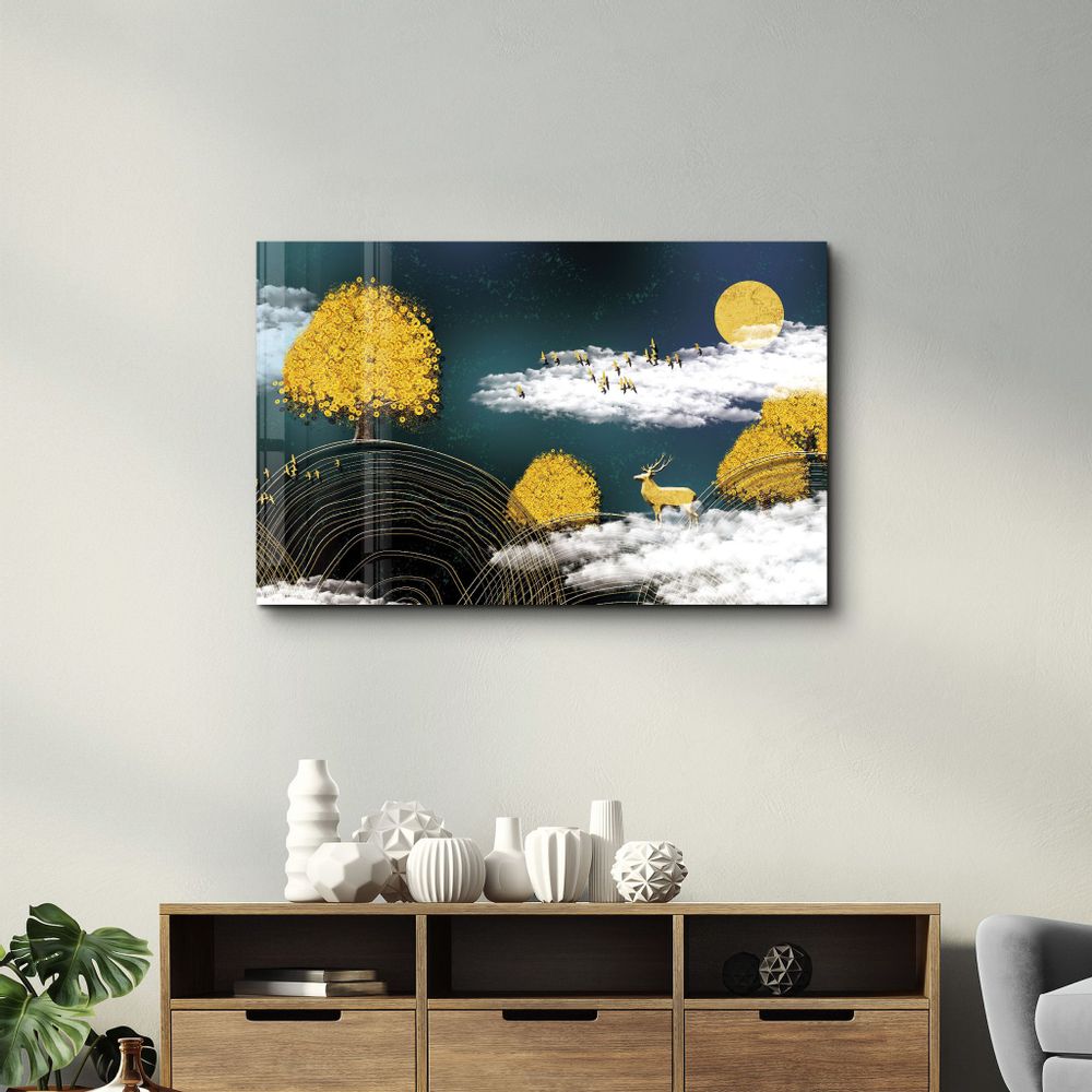Autres décorations murales - Golden Trees | Glass Wall Art - ARTDESIGNA