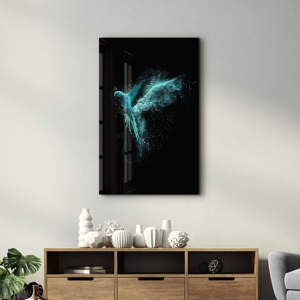 Other wall decoration - Turquoise Parrot | Glass Wall Art - ARTDESIGNA