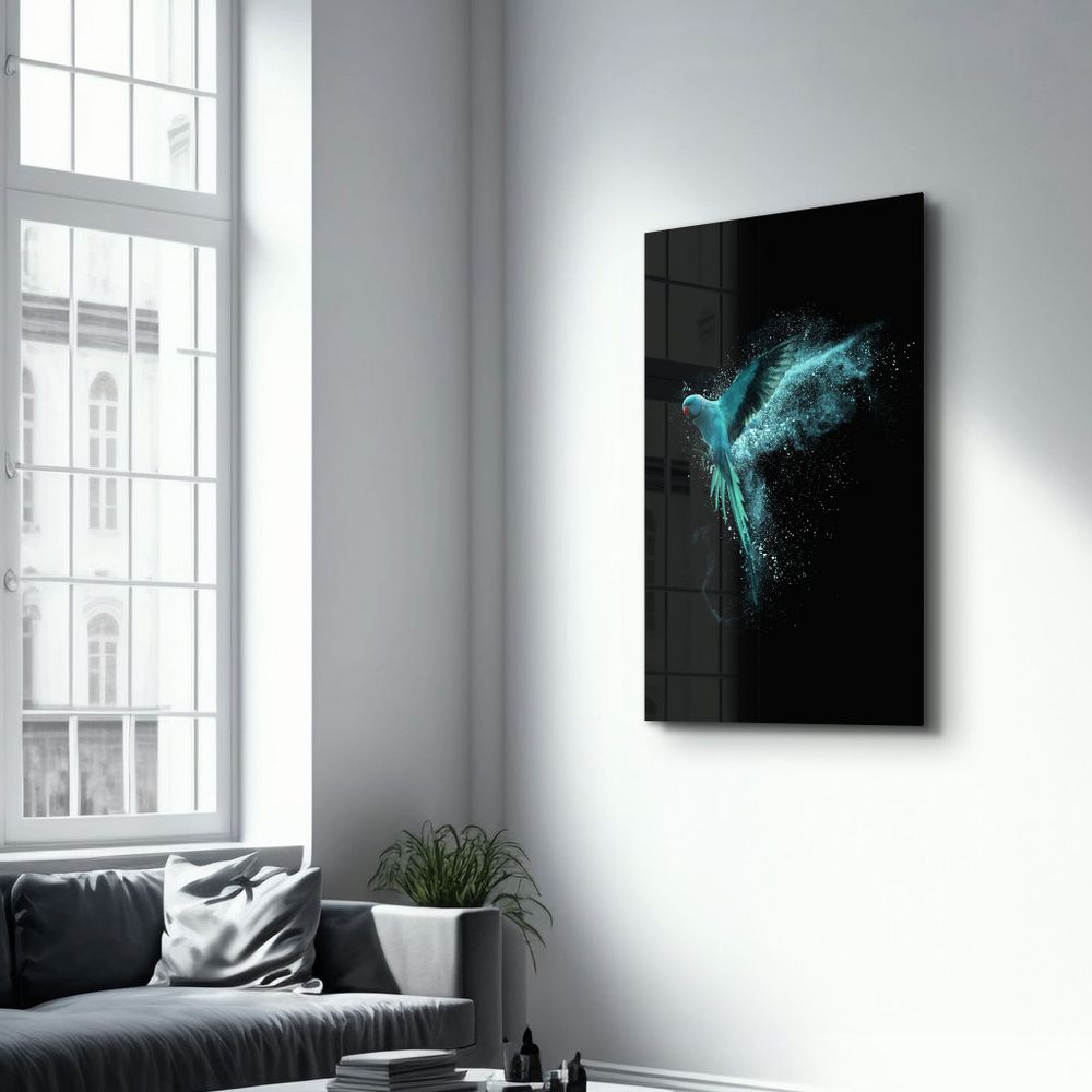 Other wall decoration - Turquoise Parrot | Glass Wall Art - ARTDESIGNA