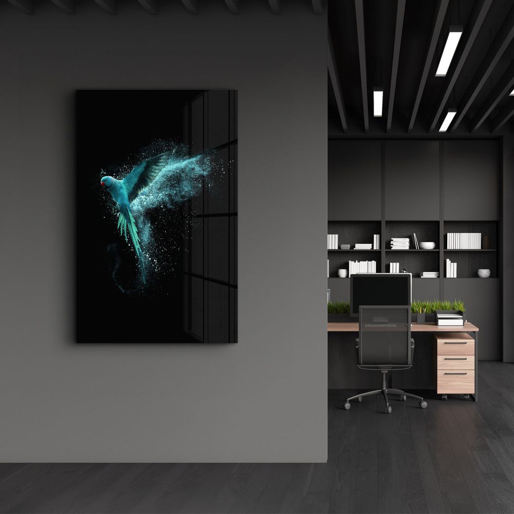 Other wall decoration - Turquoise Parrot | Glass Wall Art - ARTDESIGNA