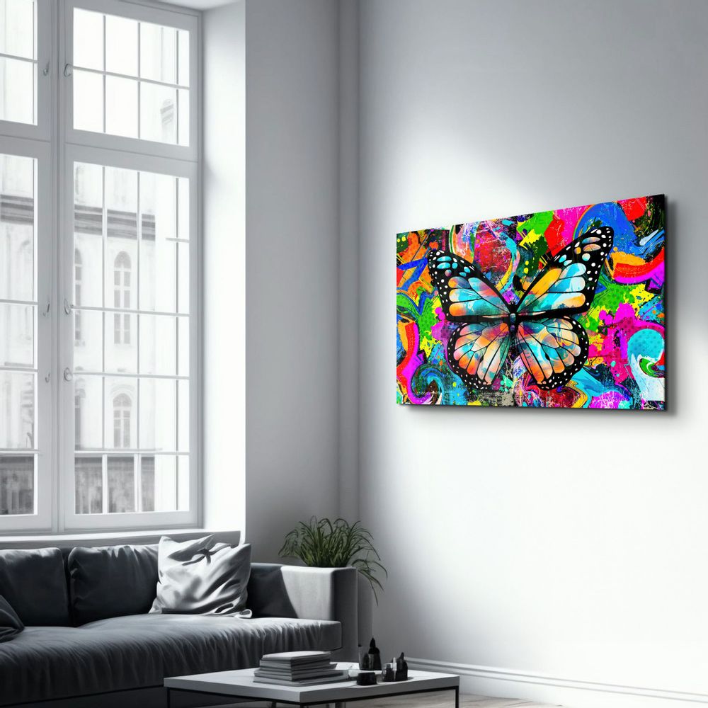 Autres décorations murales - Colorful Butterfly | Glass Wall Art - ARTDESIGNA