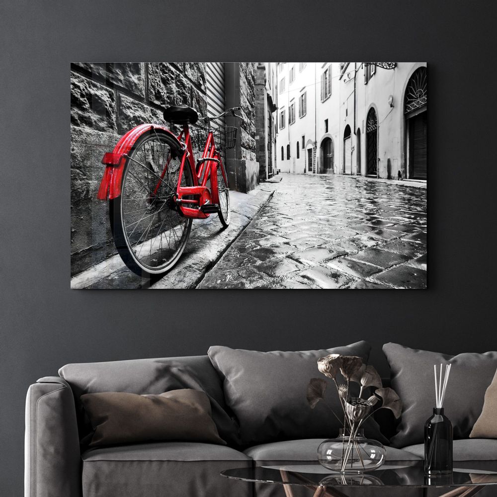 Autres décorations murales - The Red Bike | GLASS WALL ART - ARTDESIGNA