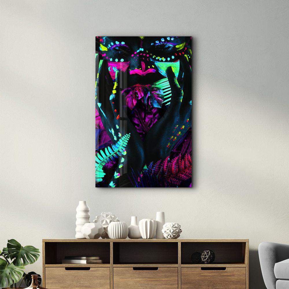 Other wall decoration - Neon Face | GLASS WALL ART - ARTDESIGNA