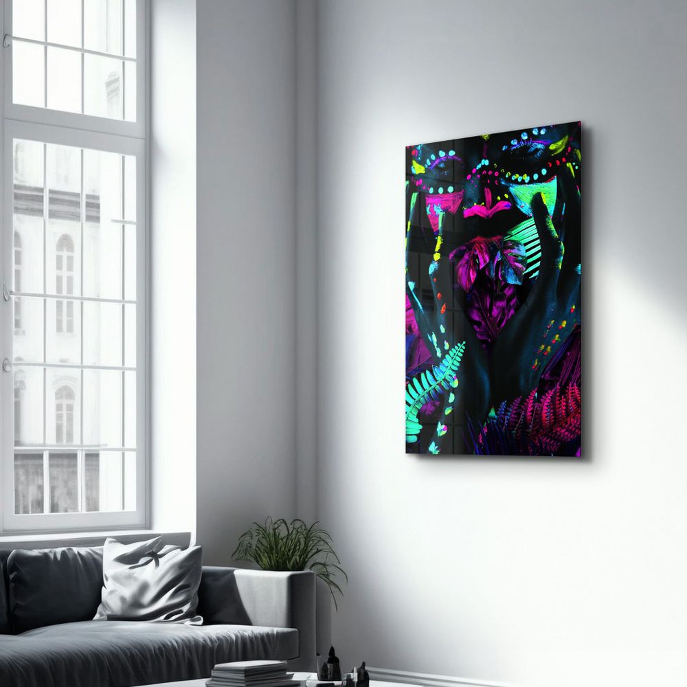 Other wall decoration - Neon Face | GLASS WALL ART - ARTDESIGNA