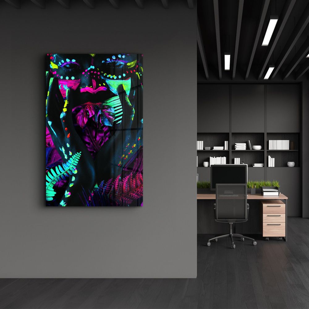 Other wall decoration - Neon Face | GLASS WALL ART - ARTDESIGNA