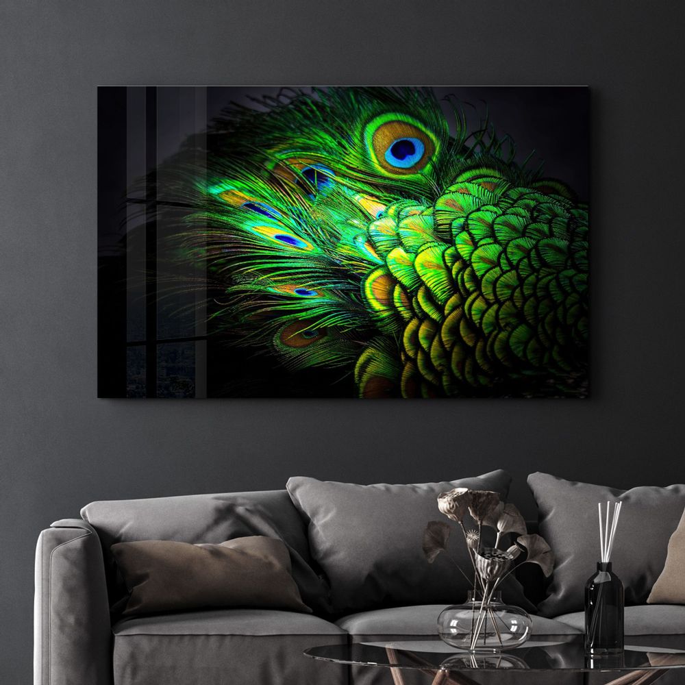 Autres décorations murales - Peacock Feather | Glass Wall Art - ARTDESIGNA