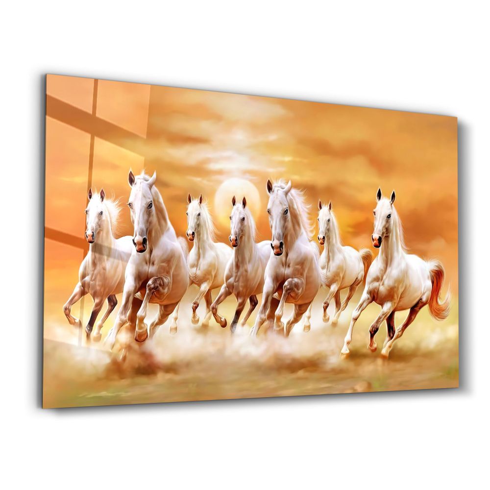 Other wall decoration - Lucky 7 Running Horses | Glass Wall Art - ARTDESIGNA