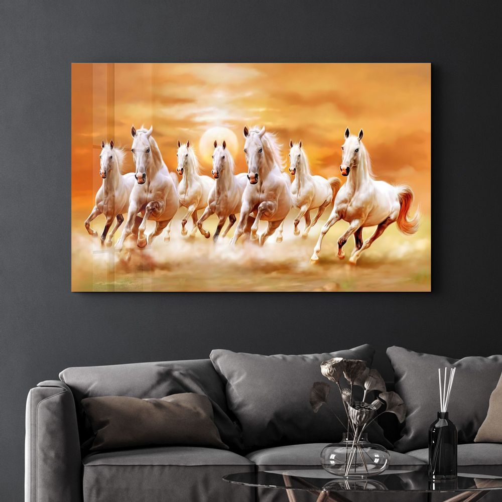 Other wall decoration - Lucky 7 Running Horses | Glass Wall Art - ARTDESIGNA