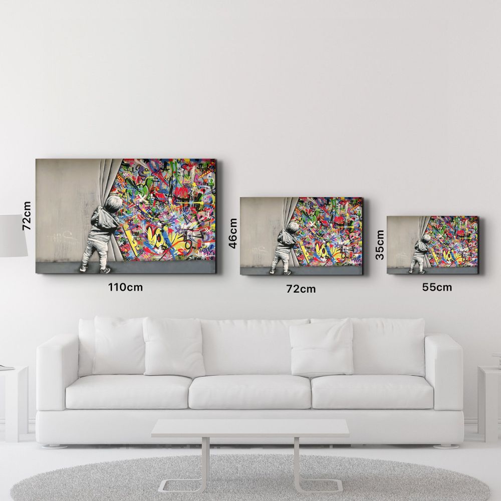 Autres décorations murales - BANKSY - Pull Back the Curtain | GLASS WALL ART - ARTDESIGNA
