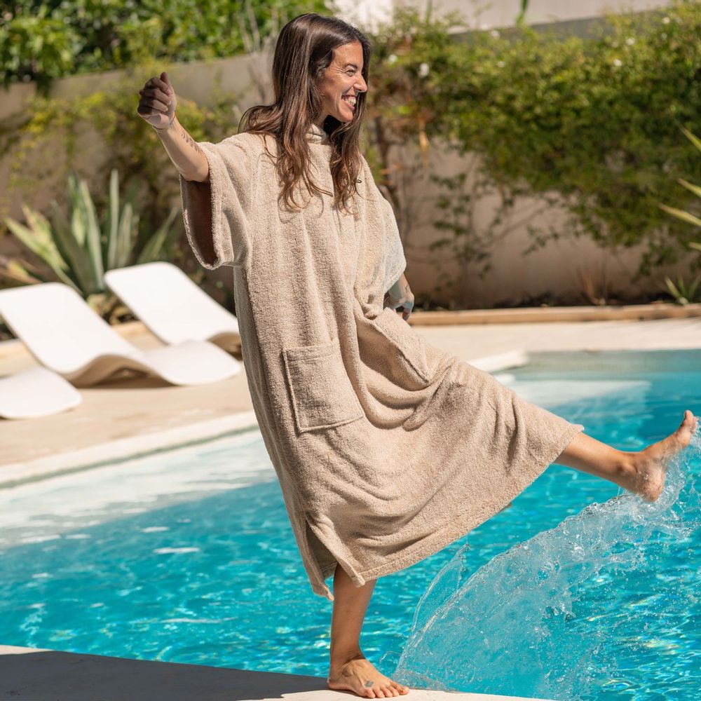 Homewear - Poncho luxe éponge BIO - Sable - ATELIER DUNE