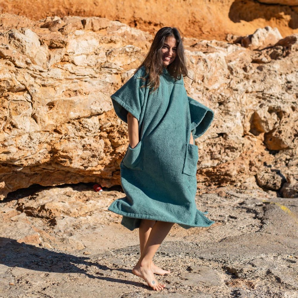 Apparel - 100% certified organic cotton terrycloth bath ponchos - Celadon - ATELIER DUNE