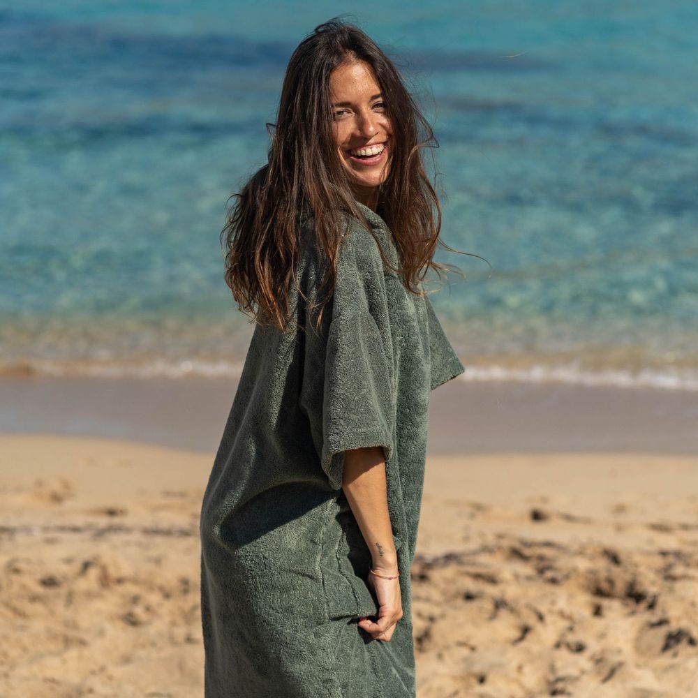 Serviettes de bain - Poncho bain Luxe BIO - Sauge - ATELIER DUNE