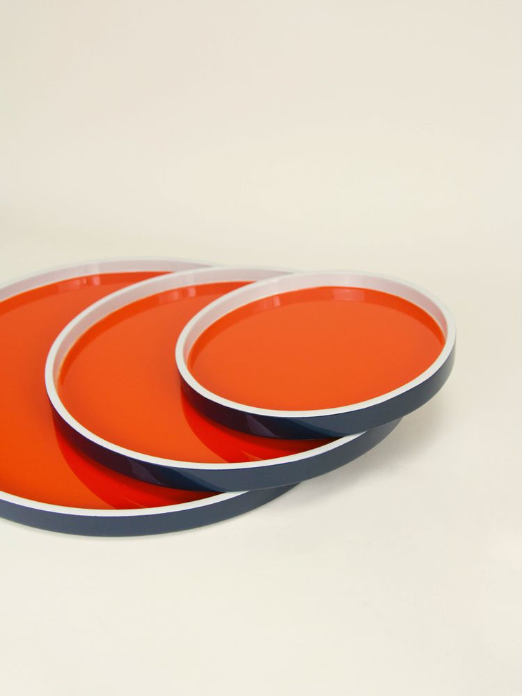 Decorative objects - Set of 3 round wood and lacquer trays - L INDOCHINEUR X RIVÊT
