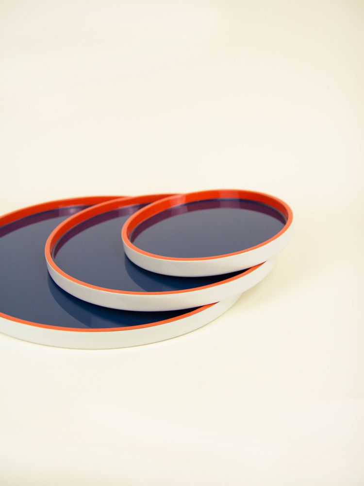 Decorative objects - Set of 3 round wood and lacquer trays - L INDOCHINEUR X RIVÊT