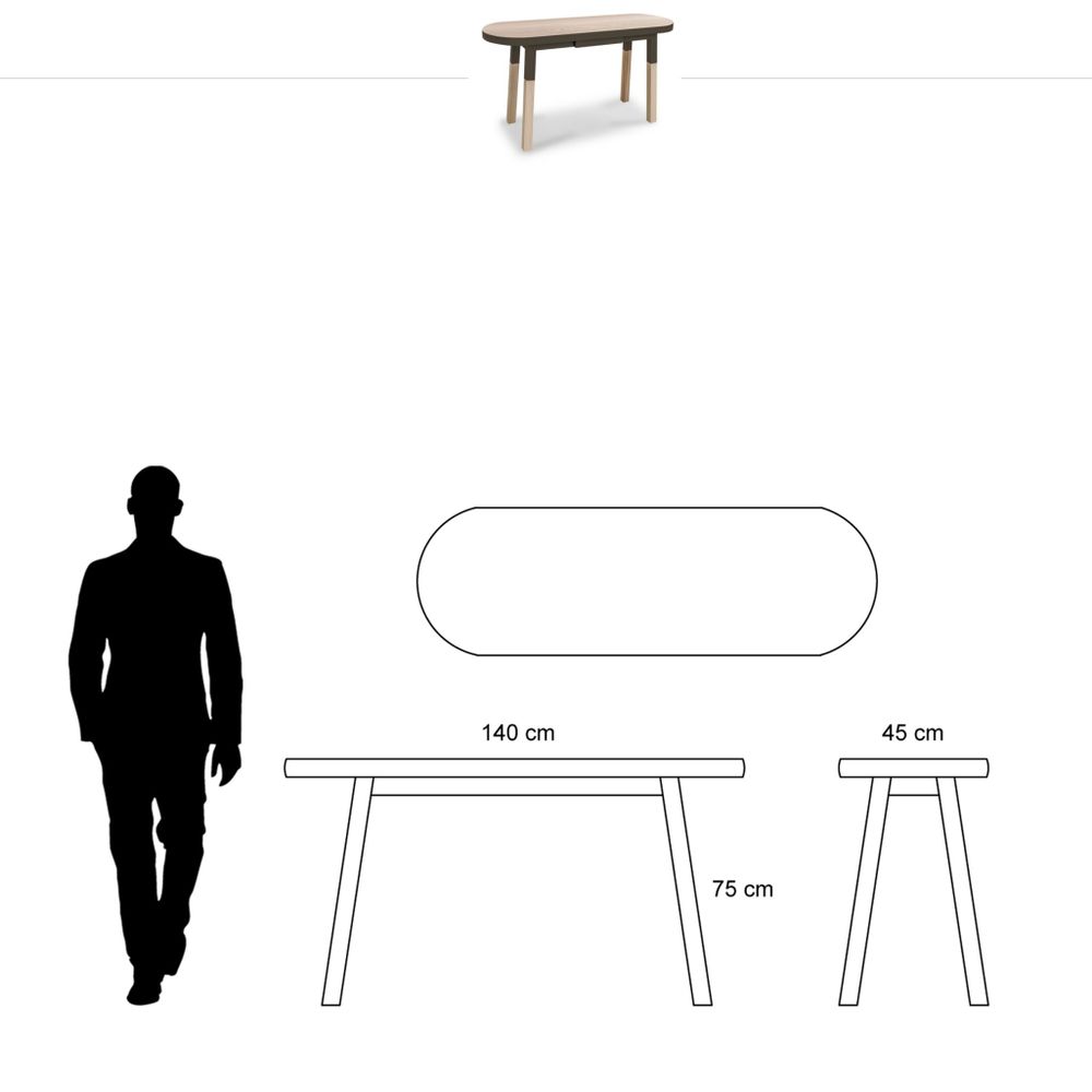 Desks - 100% solid wood oval desk with drawer - MON PETIT MEUBLE FRANÇAIS