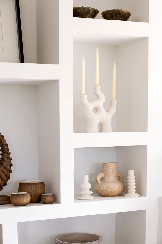 Candlesticks and candle holders - AX24032 Zeus ceramic candleholder 26x10x32 cm - ANDREA HOUSE