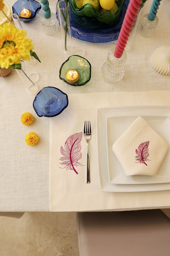 Serviettes - Set de 2 serviettes en plumes - HYA CONCEPT STORE