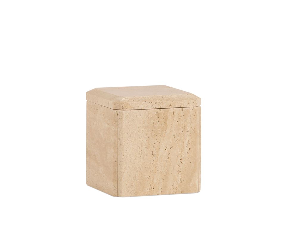Bathroom storage - BA24116 Travertine box 9x9x9.5 cm - ANDREA HOUSE