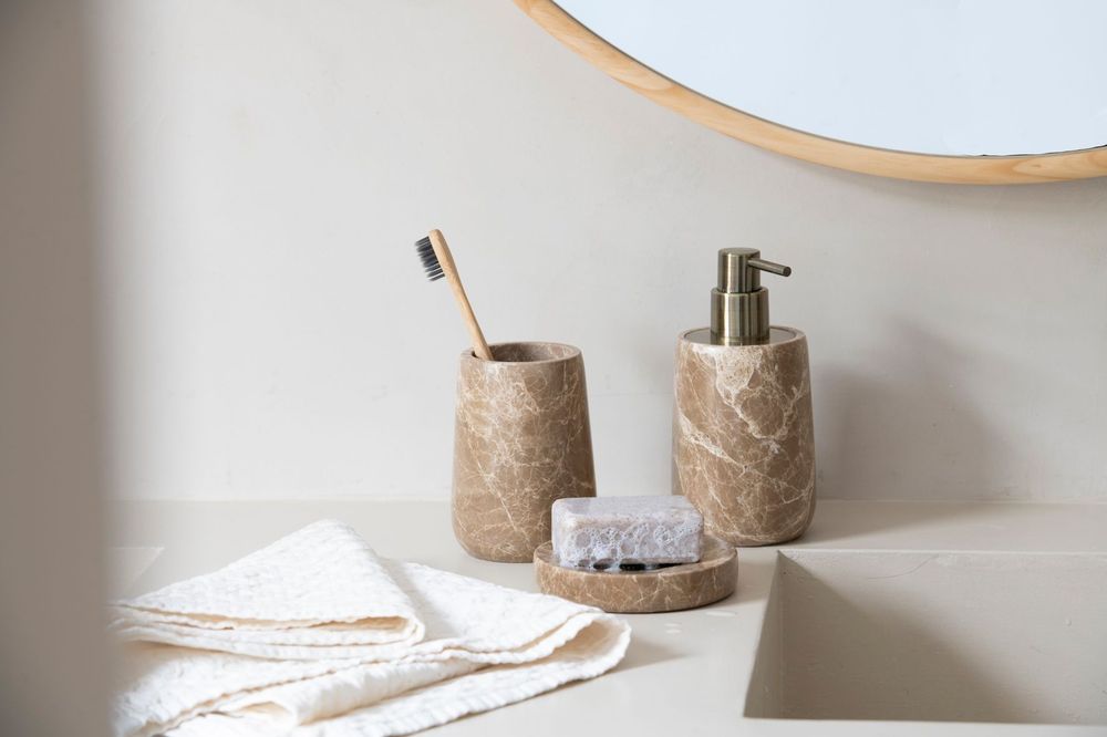 Bathroom storage - BA24123 Toothbrush holder Ø8x11.5 cm - ANDREA HOUSE