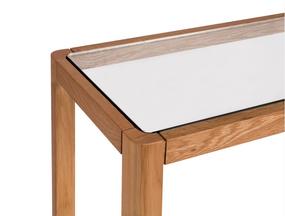 Consoles - MU24010 Console en bois de chêne et verre 100x32x75 cm - ANDREA HOUSE