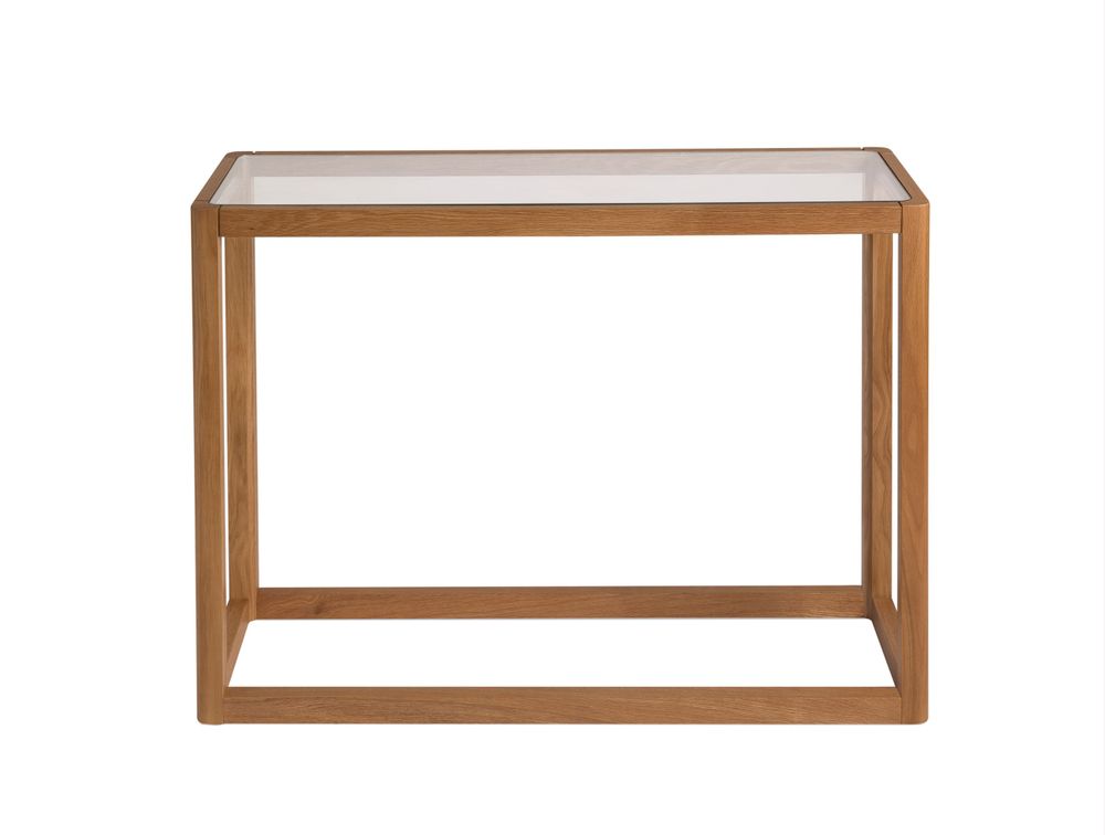 Consoles - MU24010 Console en bois de chêne et verre 100x32x75 cm - ANDREA HOUSE
