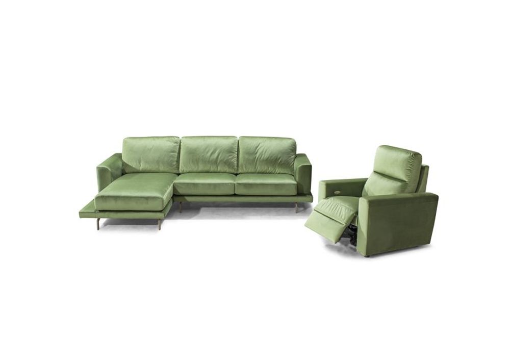 Canapés pour collectivités - Artisanat Italien: Canapé en Tissu 'GLAMOUR' + Chaise Longue, 1299€! - MITO HOME
