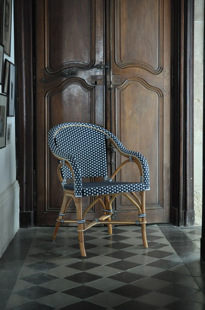 Chairs - Armchair, Paris - Squares - Navy Blue, White - BONNECAZE ABSINTHE & HOME