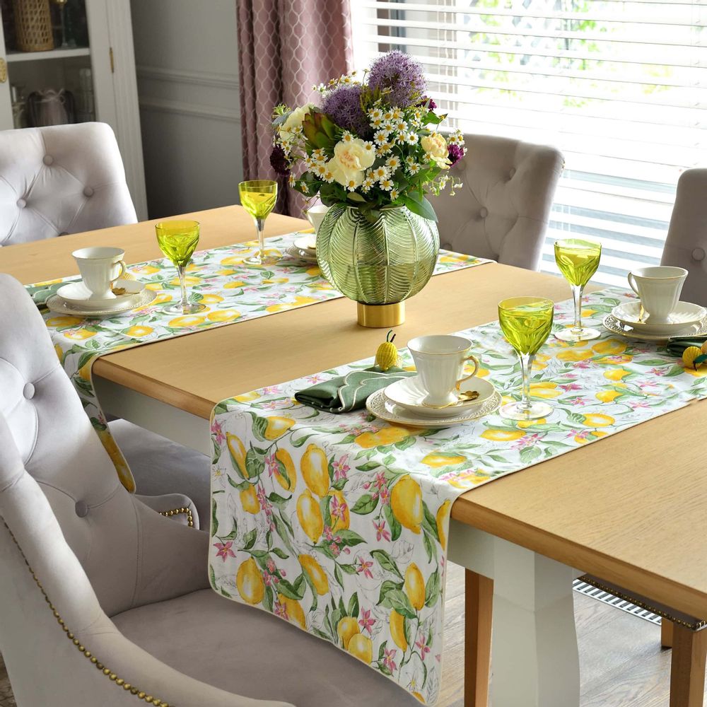 Placemats - Runner both sided Lemonade & Stripes - ROSEBERRY HOME