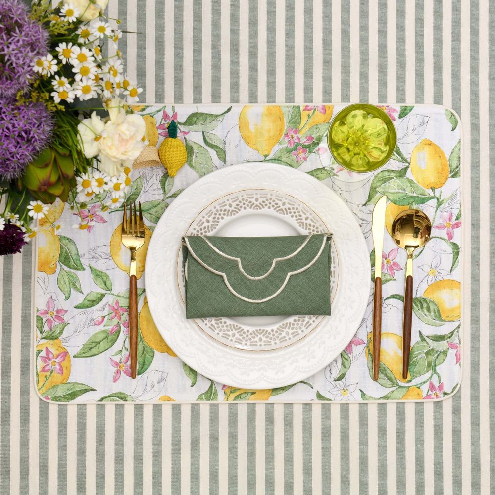 Linge de table textile - Sets de table both sided Lemonade & Stripes - 4 pièces - ROSEBERRY HOME
