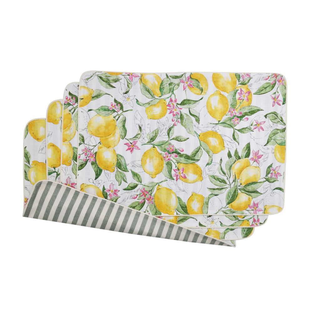 Linge de table textile - Sets de table both sided Lemonade & Stripes - 4 pièces - ROSEBERRY HOME