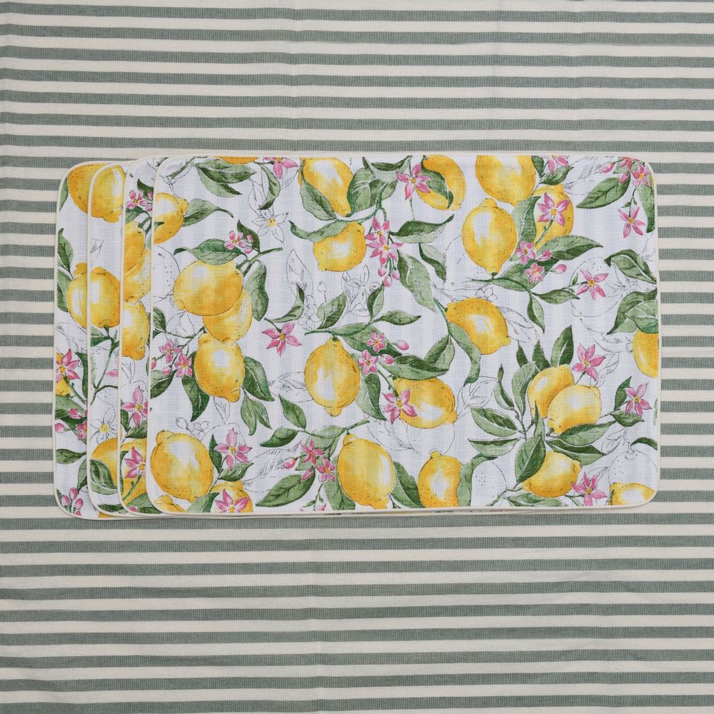 Linge de table textile - Sets de table both sided Lemonade & Stripes - 4 pièces - ROSEBERRY HOME