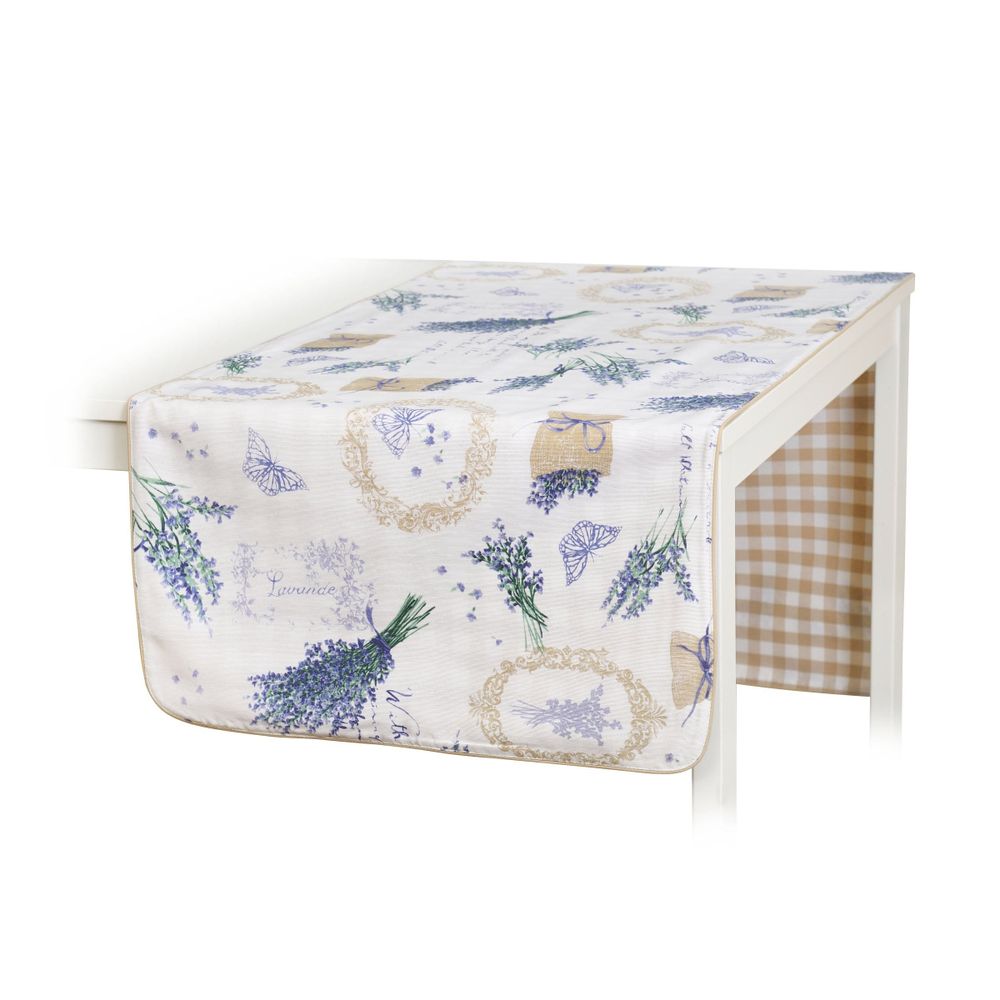 Table cloths - Runner both sided Lavender & Beige Gingham - ROSEBERRY HOME