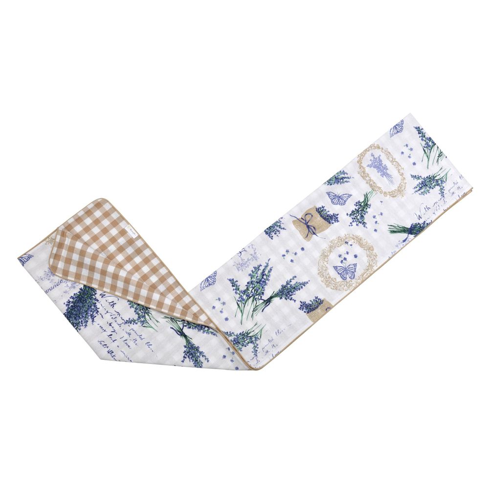Table cloths - Runner both sided Lavender & Beige Gingham - ROSEBERRY HOME