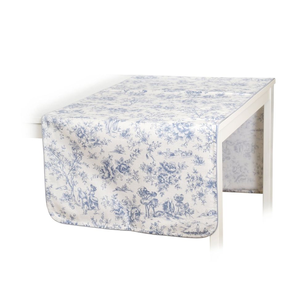 Table cloths - Runner Toile de Jouy Blue 50x150 - ROSEBERRY HOME