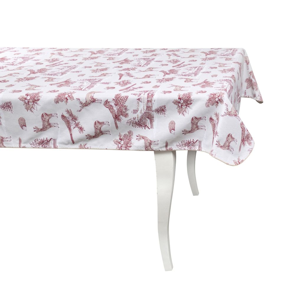 Table linen - Tablecloth Toile de Jouy Red Forest - 140 cm x 200 cm - ROSEBERRY HOME
