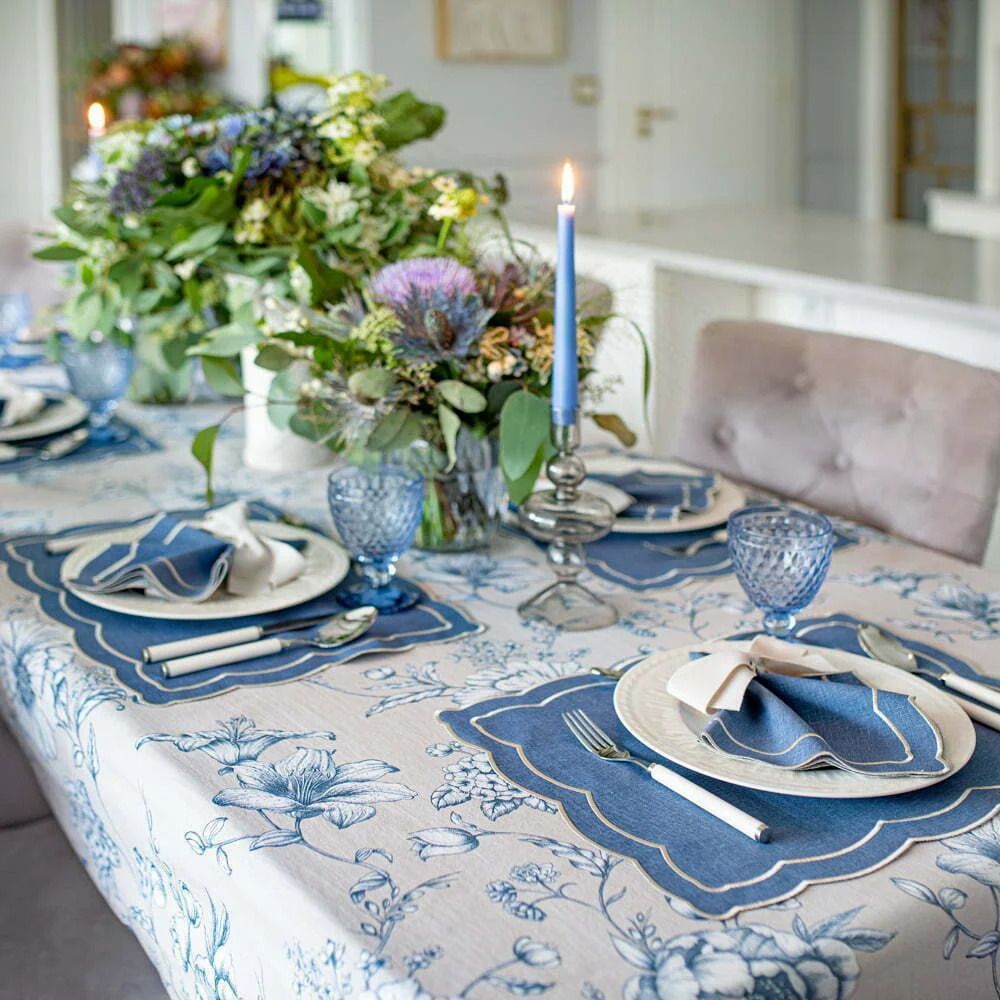 Linge de table textile - Sets de table both sided Blossom Blue & Stripes - 6 pièces - ROSEBERRY HOME