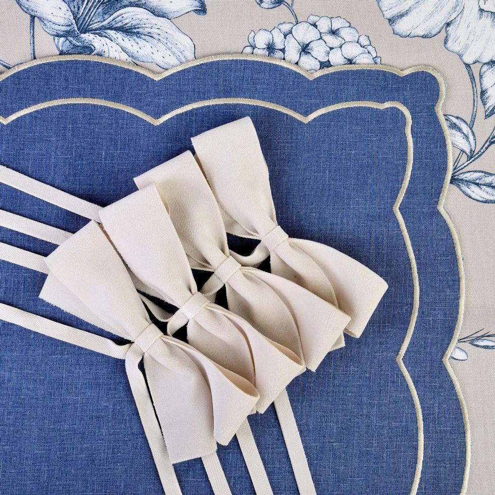 Linge de table textile - Runner both sided Blossom Blue & Stripes - ROSEBERRY HOME
