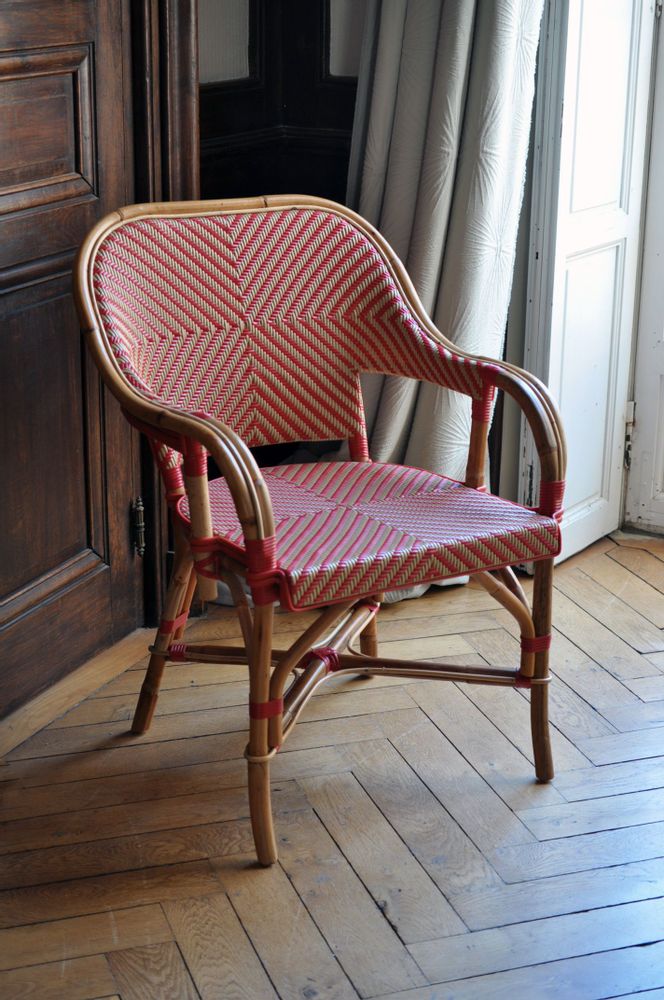 Armchairs - Armchair, Cannes - Losanges, Reversed - Gold, Red - BONNECAZE ABSINTHE & HOME
