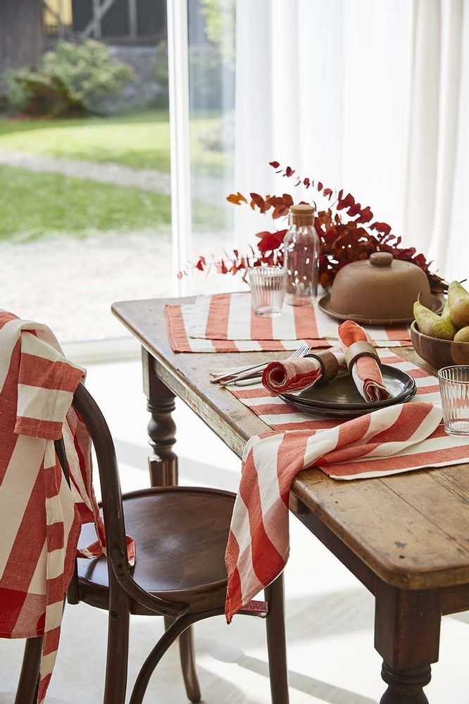 Linge de table textile - Malo rouge - Set de table en métis - COUCKE