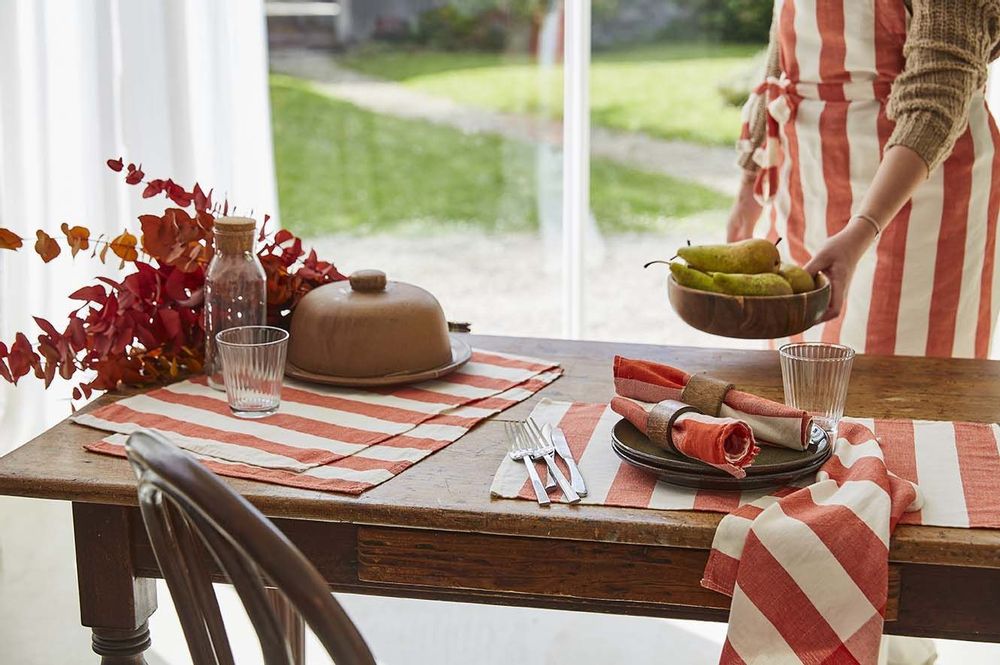 Linge de table textile - Malo rouge - Set de table en métis - COUCKE