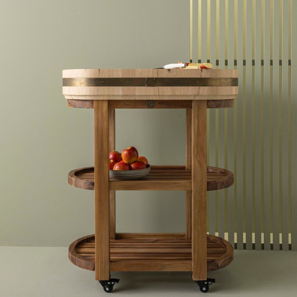 Other tables - Salers oval chopping board with wheels - SIGNATURE MOBILIER ET DÉCORATION