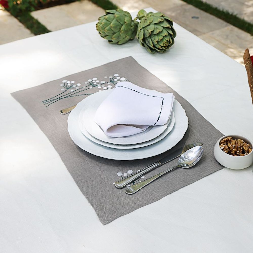 Napkins - Grey Margurite Napkin set of 2 - HYA CONCEPT STORE
