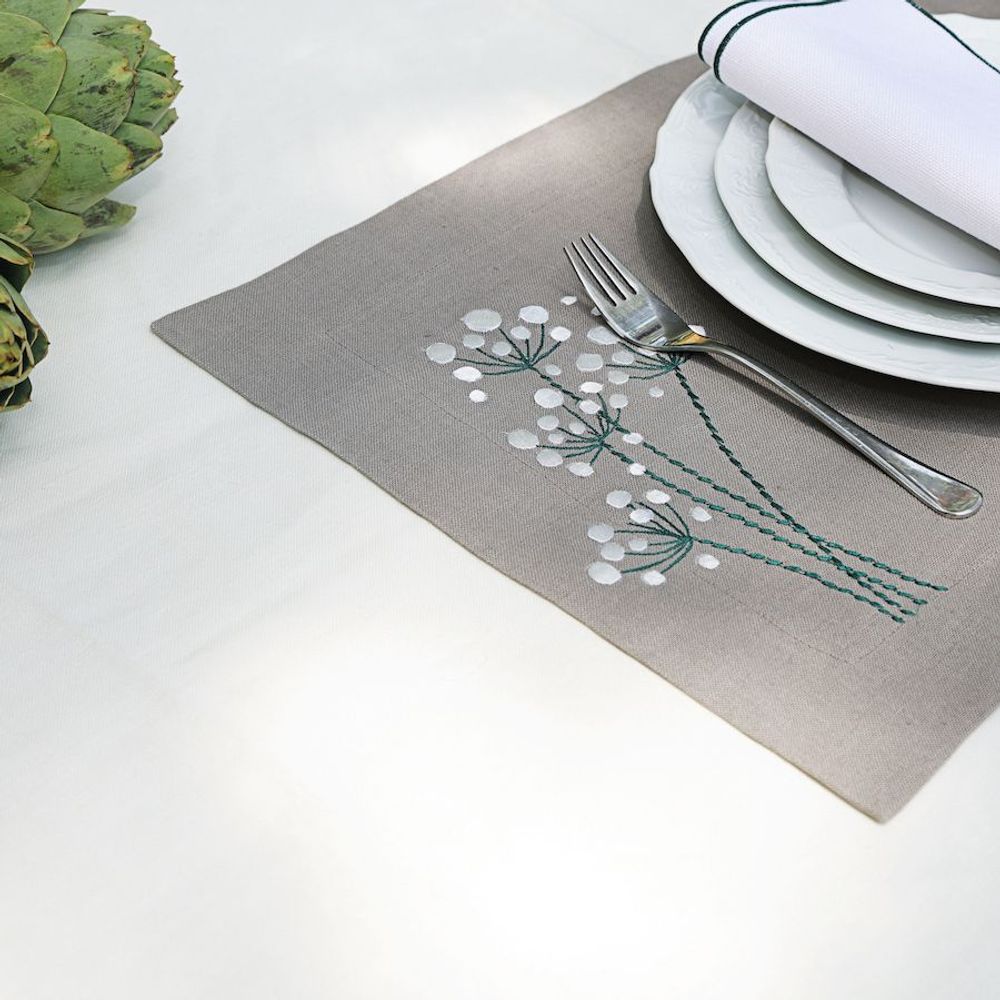 Napkins - Grey Margurite Napkin set of 2 - HYA CONCEPT STORE