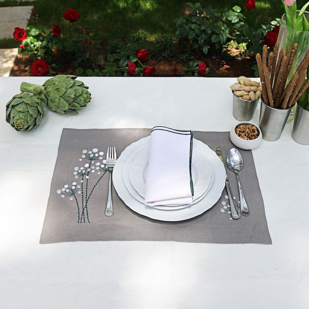 Napkins - Grey Margurite Napkin set of 2 - HYA CONCEPT STORE