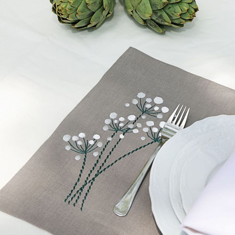 Napkins - Grey Margurite Napkin set of 2 - HYA CONCEPT STORE
