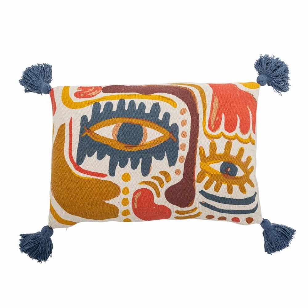 Fabric cushions - Horus Pillow, Orange, Recycled Cotton. - BLOOMINGVILLE