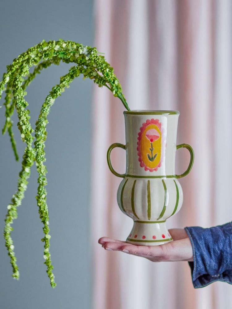 Vases - Odina Vase, Green, Stoneware - BLOOMINGVILLE