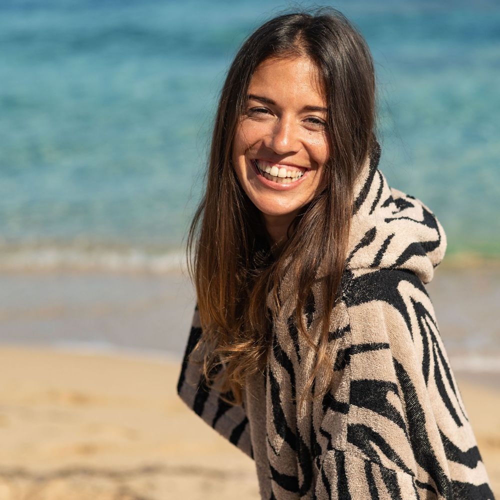 Serviettes de bain - Poncho de plage Premium BIO - Zèbre - ATELIER DUNE