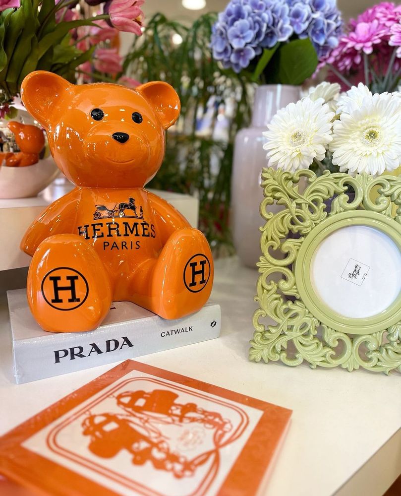 Decorative objects - Orange resin teddy bear H - NAOR