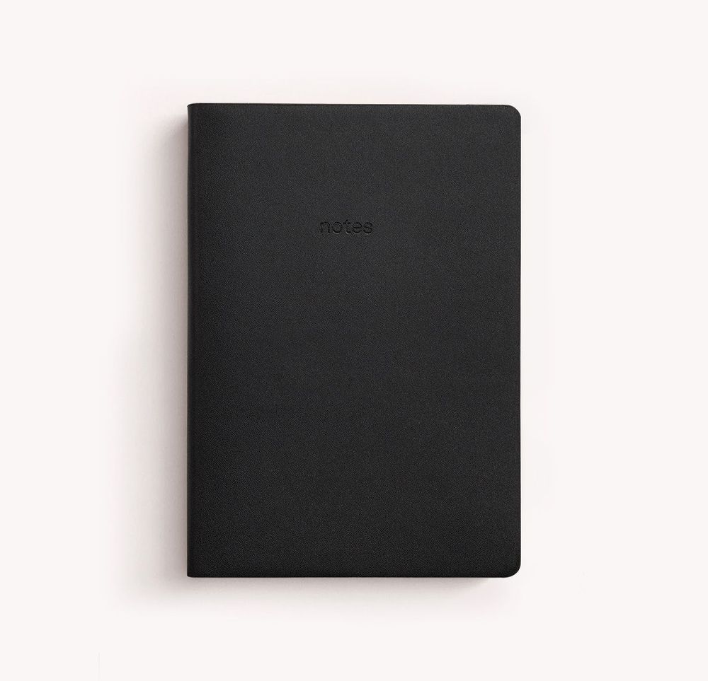 Stationery - A5 VEGAN LEATHER NOTEBOOK - GRY MATTR